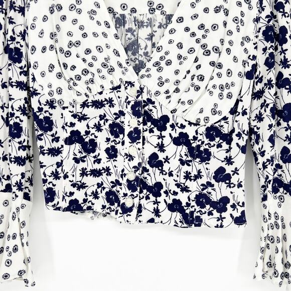 Free People Lady Bohemian Floral Bell Sleeve Top S - Picture 4 of 7